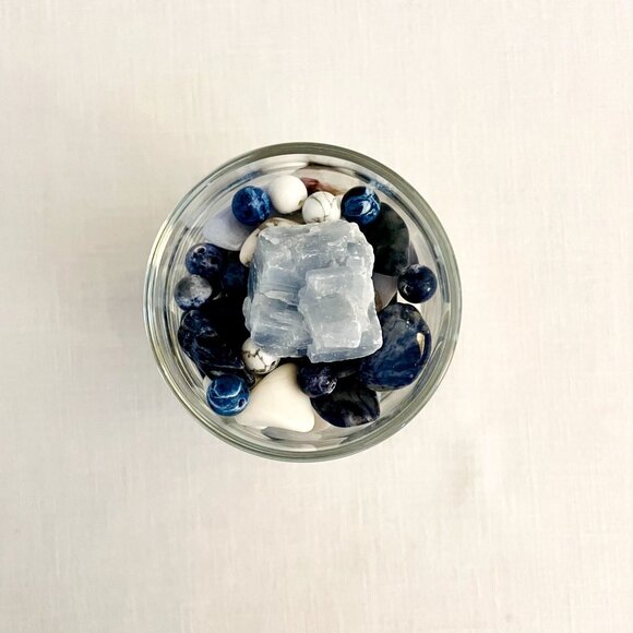 Mystical Blue Stone Collection in Glass Jar for Decor Energy Healing Meditation - Picture 9 of 11